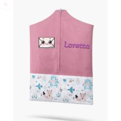   Rózsaszín, bébi állatos ovis zsák kislánynak egyedi névvel és jellel