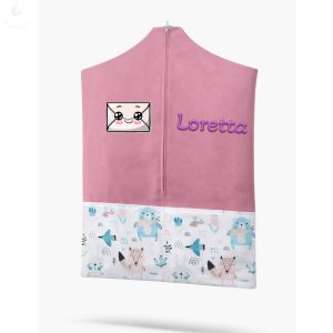 Rózsaszín, bébi állatos ovis zsák kislánynak egyedi névvel és jellel