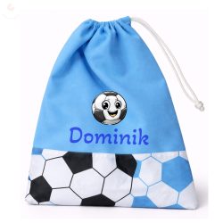 Kék, focis kisfiú tornazsák egyedi névvel és jellel