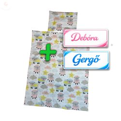   Saját névvel is kérhető, bárányos babaágynemű szett (takaró + párna)