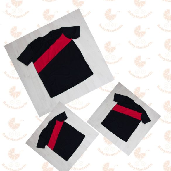 Apa - két fia póló szett Karácsonyi, fekete piros csíkkal