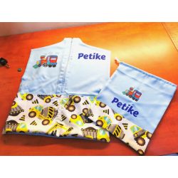   Ovis zsák és torna zsák bármilyen névvel és/vagy jellel   /kék+citromsárga betonkeverős/  AJÁNDÉK SZERETETKÜLDŐVEL