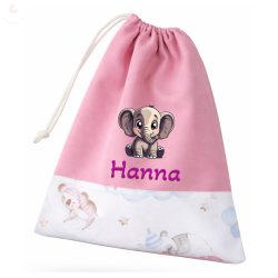  Rózsaszín, alvó állatkás kislány tornazsák egyedi névvel és jellel