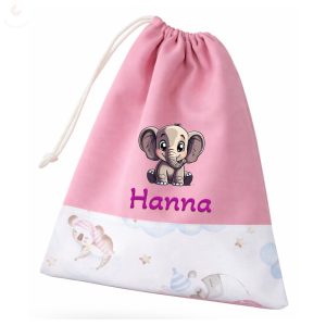 Rózsaszín, alvó állatkás kislány tornazsák egyedi névvel és jellel