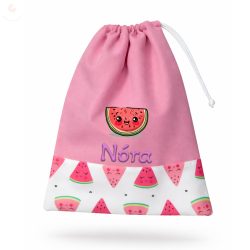 Tornazsák EGYEDI NÉVVEL ÉS JELLEL (rózsaszín + dinnyés)