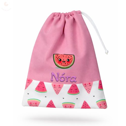 Tornazsák EGYEDI NÉVVEL ÉS JELLEL (rózsaszín + dinnyés)