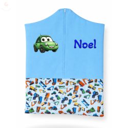   Kék, munkagépes ovis zsák kisfiúnak egyedi névvel és jellel