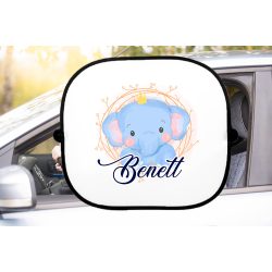 Autós napellenző egyedi névvel elefánt koronával 