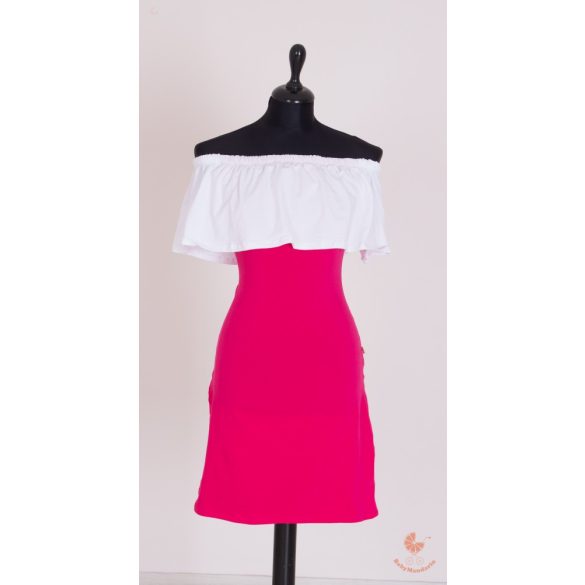 Gyerek fodros ruha, baba fodros ruha (fehér-pink)