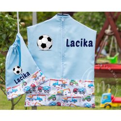   Ovis zsák és torna zsák bármilyen névvel és jellel,  neves oviszsák   /kék+munkagépes, téglás/  AJÁNDÉK SZERETETKÜLDŐVEL