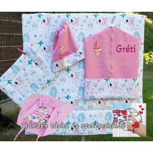 Irány az ovi - Óvodai szett egyedi névvel és jellel  KÖZEPES CSOMAG AJÁNDÉK TÁSKÁVAL -macis ELFOGYOTT