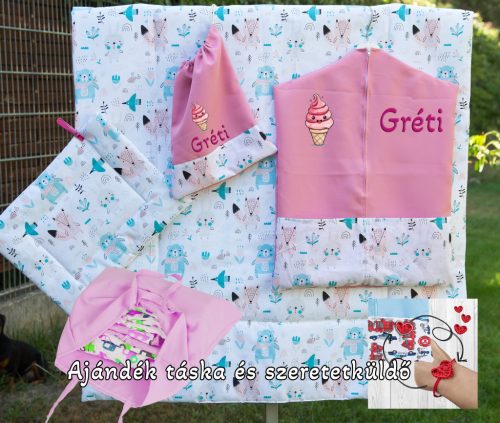 Irány az ovi - Óvodai szett egyedi névvel és jellel  KÖZEPES CSOMAG AJÁNDÉK TÁSKÁVAL -macis ELFOGYOTT