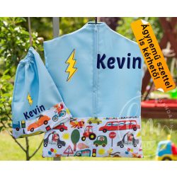   Ovis zsák és torna zsák bármilyen névvel és jellel,  neves oviszsák   /kék+közlekedő állatok/ AJÁNDÉK SZERETETKÜLDŐVEL