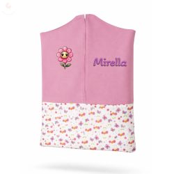   Rózsaszín lepkés-virágos ovis zsák kislánynak egyedi névvel és jellel