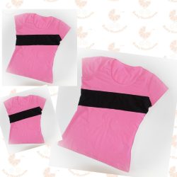 Anya- két lánya póló szett rózsaszín - fekete csíkkal
