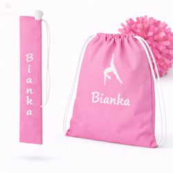   Egyedi neves (logós) mazsorett bottartó és pompom táska szett (rózsaszín)