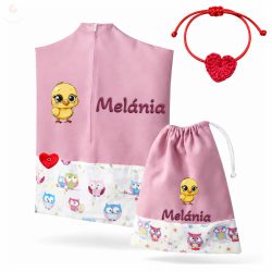   Baglyos, rózsaszín ovis zsák & tornazsák szett egyedi névvel és jellel + ajándék szeretetküldővel