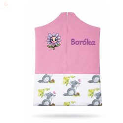   Rózsaszín, farkaskölykös ovis zsák kislánynak egyedi névvel és jellel