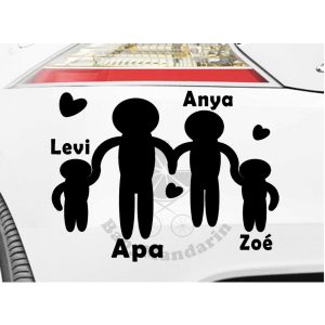 Autó matrica EGYEDI névvel kedves grafikával Családi 