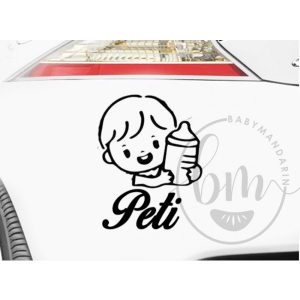 Autó matrica EGYEDI névvel kedves grafikával, neves autós matrica FIÚS - BÁRMILYEN NÉVVEL