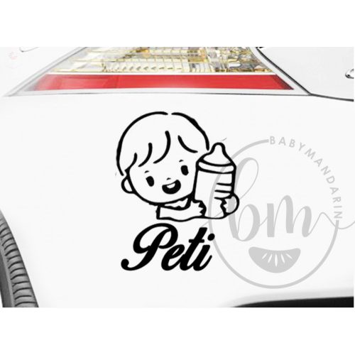 Autó matrica EGYEDI névvel kedves grafikával, neves autós matrica FIÚS - BÁRMILYEN NÉVVEL