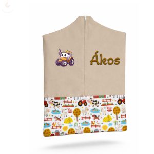 Drapp, farmos uniszex ovis zsák egyedi névvel és jellel