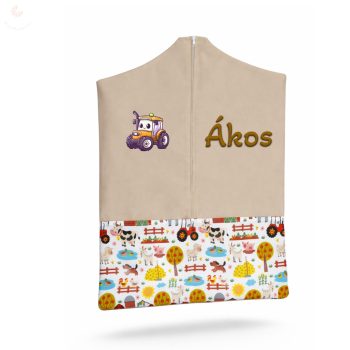 Drapp, farmos uniszex ovis zsák egyedi névvel és jellel