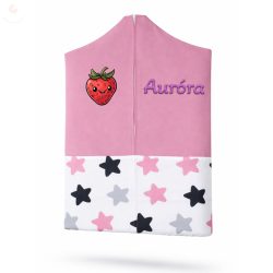   Rózsaszín-szürke-fekete csillagos ovis zsák kislánynak egyedi névvel és jellel
