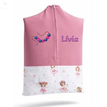   Rózsaszín, balerinás ovis zsák kislánynak egyedi névvel és jellel