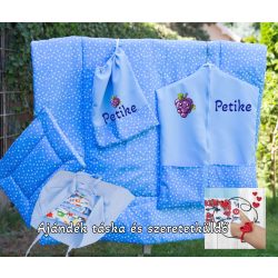   Irány az ovi - Óvodai szett egyedi névvel és jellel  KÖZEPES CSOMAG AJÁNDÉK TÁSKÁVAL - kék+csillagos