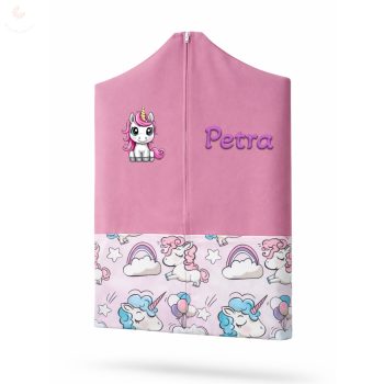   Rózsaszín, unikornisos ovis zsák kislánynak egyedi névvel és jellel