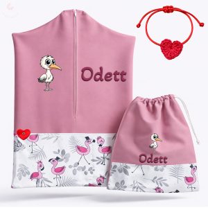 Flamingós, rózsaszín ovis zsák & tornazsák szett egyedi névvel és jellel + ajándék szeretetküldővel