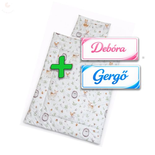 Saját névvel is kérhető, erdei állatkás gyerekágynemű szett (takaró + párna)