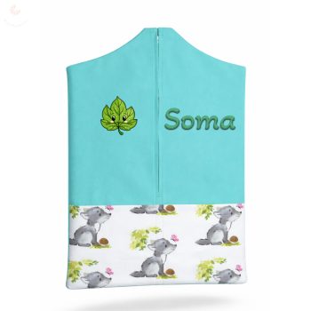   Mentazöld, farkaskölykös uniszex ovis zsák egyedi névvel és jellel