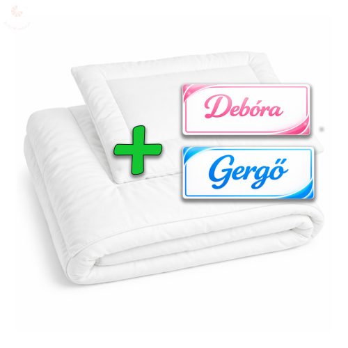 Saját névvel is kérhető, fehér gyerekágynemű szett (takaró + párna)