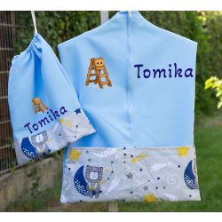   Ovis zsák és torna zsák bármilyen névvel és jellel,  neves oviszsák   /kék+alvó macis/  AJÁNDÉK SZERETETKÜLDŐVEL