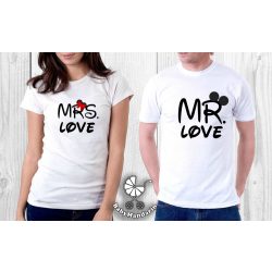   Szerelmespár póló szett (Mr és Mrs. love) VÁLASZTHATÓ SZÍNEK Valentin napi póló szett  