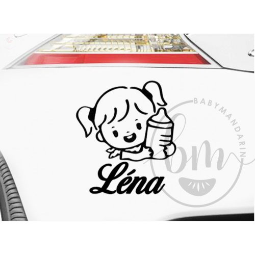 Autó matrica EGYEDI névvel kedves grafikával, neves autós matrica LÁNYOS - BÁRMILYEN NÉVVEL