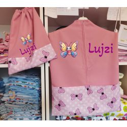    Ovis zsák és torna zsák bármilyen névvel és/vagy jellel   /rózsaszín+rózsaszín pöttyös alapon masnik/ AJÁNDÉK SZERETETKÜLDŐVEL