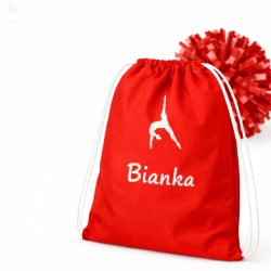   Pompom táska (pompom hátizsák, táncos táska) egyedi névvel, logóval (piros)