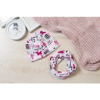   Pillangós átmeneti sapka körsál szett -Bölcsis méret- KÉSZLETRŐL