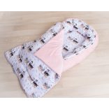 Babafészek, pihe-puha babafészek, baba fekvő, (normál méret) LÁNYOS, TAKARÓVAL