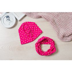   Pink csillagos átmeneti Sapka körsál szett Bölcsis méret - KÉSZLETRŐL