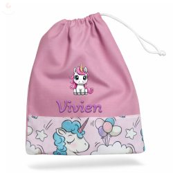   Rózsaszín, unikornisos kislány tornazsák egyedi névvel és jellel