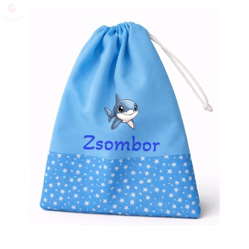 Kék, csillagos kisfiú tornazsák egyedi névvel és jellel