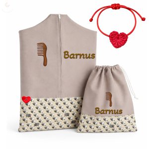 Bárányos, drapp ovis zsák szett egyedi névvel és jellel + ajándék szeretetküldővel