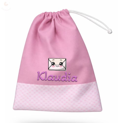 Tornazsák EGYEDI NÉVVEL ÉS JELLEL (rózsaszín + rombuszmintás)