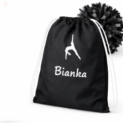   Pompom táska (pompom hátizsák, táncos táska) egyedi névvel, logóval (fekete)
