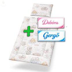   Saját névvel is kérhető, felhőn alvó állatos babaágynemű szett (takaró + párna)