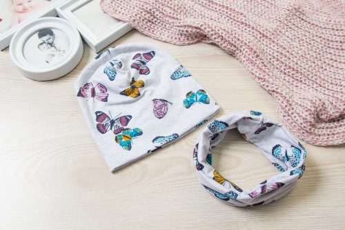 Pillangós átmeneti Sapka körsál szett Bölcsis méret - KÉSZLETRŐL
